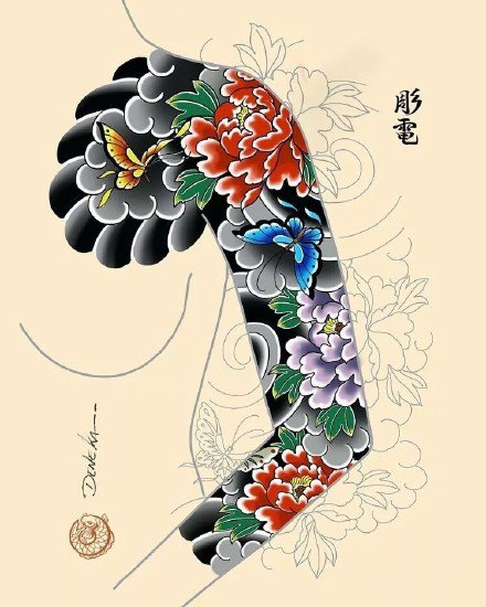 30款彩色大花臂的纹身手稿效果图欣赏