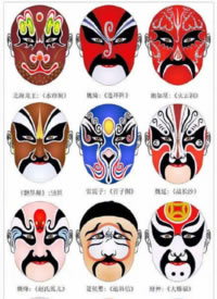 脸谱手稿 一组脸谱面具主题的纹身素材图片