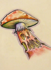 一组创意的蘑菇纹身手稿图片欣赏