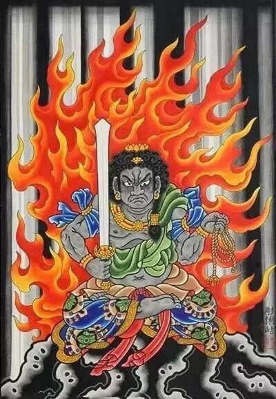 34款属鸡的守护神-不动明王大满背等纹身手稿图片