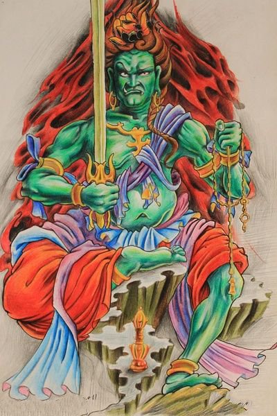34款属鸡的守护神-不动明王大满背等纹身手稿图片