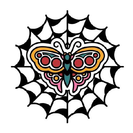 41款oldschool的小清新彩色纹身手稿图案