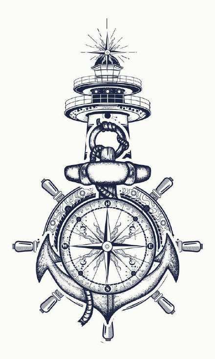 37款船锚纹身主题的手稿图片