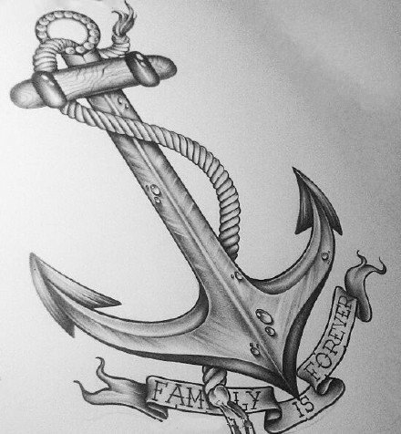 37款船锚纹身主题的手稿图片