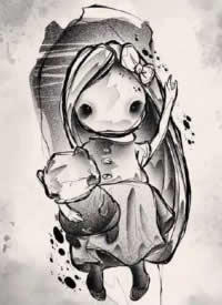 黑灰范的一组创意小女孩纹身手稿图片