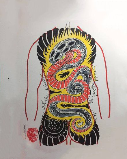 30款传统的大满背全胛等纹身手稿图片赏析