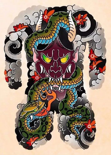 30款传统的大满背全胛等纹身手稿图片赏析