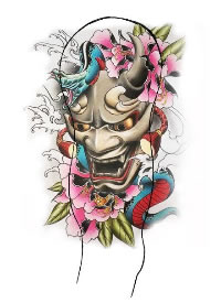 大臂般若纹身的手稿设计效果图赏析