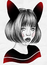 36款暗黑灰女郎主题的纹身手稿图片