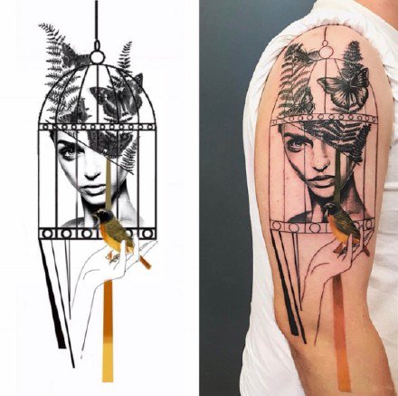 创意纹身 正着看和倒着看的一组纹身图案