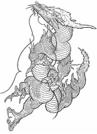 9款传统龙纹身的线稿素材图片