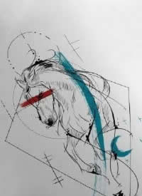 十二生肖的一组创意几何设计纹身手稿图片