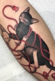 日式风格的一组传统猫纹身图片