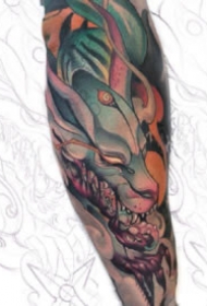 9张日式school风格的彩色包臂包腿纹身作品