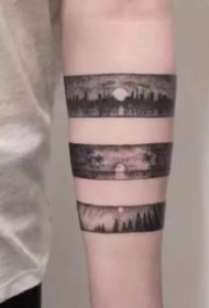 臂环纹身：黑灰色的9款小手环臂环纹身图片