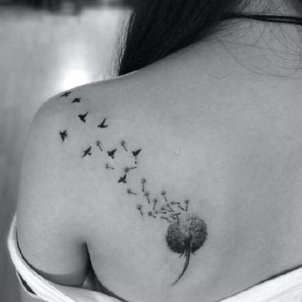 蒲公英纹身：9张小清新的蒲公英纹身图案