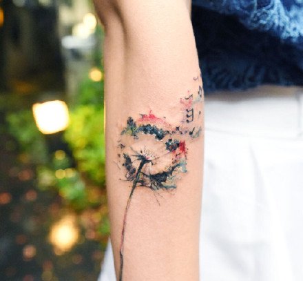 蒲公英纹身：9张小清新的蒲公英纹身图案