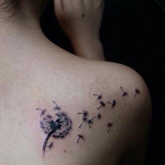 蒲公英纹身：9张小清新的蒲公英纹身图案