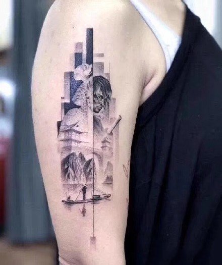 很优秀的一组9张精致几何拼接纹身图案