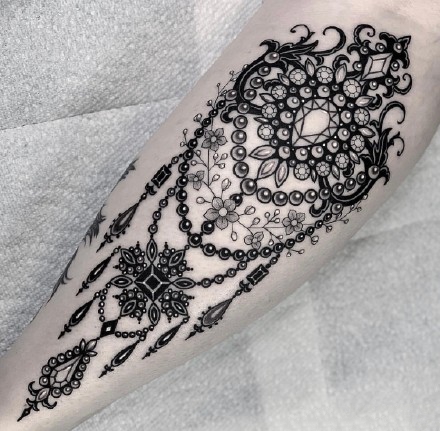 包小臂梵花纹身 16款小臂位置的黑色梵花纹身图案