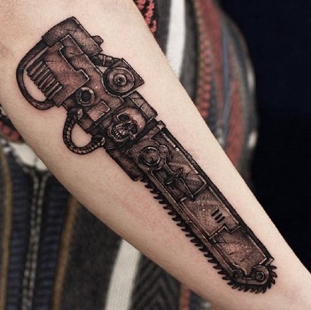 兵器纹身 很帅的一组黑灰武器兵器纹身图案