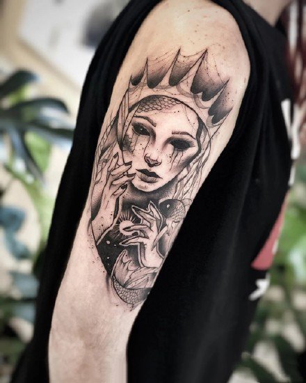 很帅气的9张点线设计纹身图案