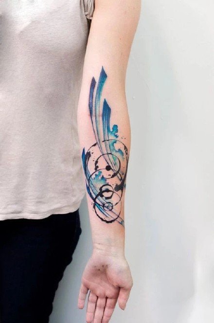 蓝色纹身 一组9张蓝色水墨创意纹身图片