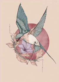 漂亮的10款燕子纹身手稿图片