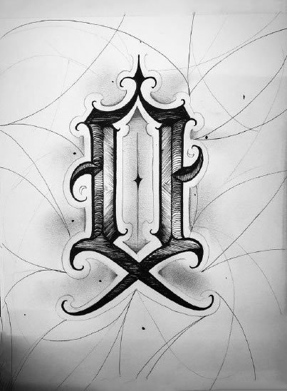 字母主题的9款字母花体字纹身手稿图片