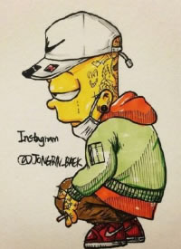 屌屌的18款卡通辛普森纹身手稿图片