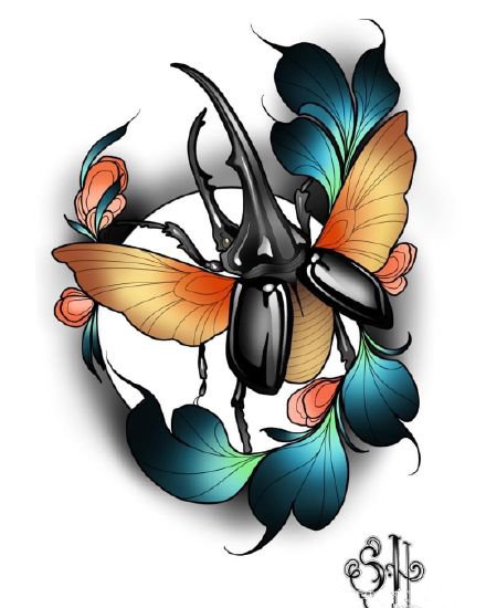 46款school风格的炫彩色纹身手稿图片