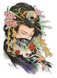 15款艺伎花旦等古风女子纹身手稿素材参考