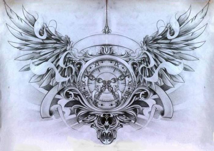 36款双翅膀主题的纹身手稿图片