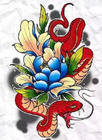 一组卡通school风格的彩色纹身手稿欣赏