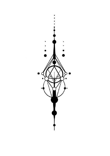 适合小臂脊柱的几何线条小纹身手稿图片