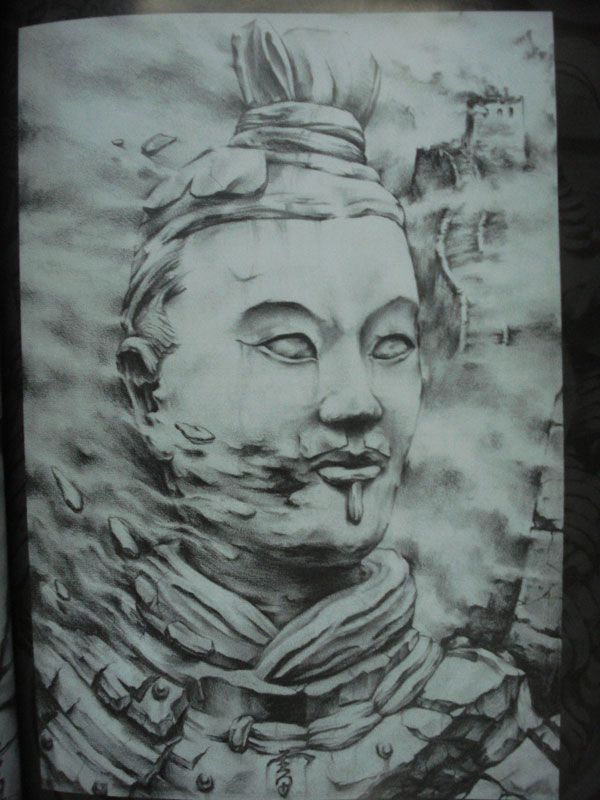 中国风的兵马俑纹身素材