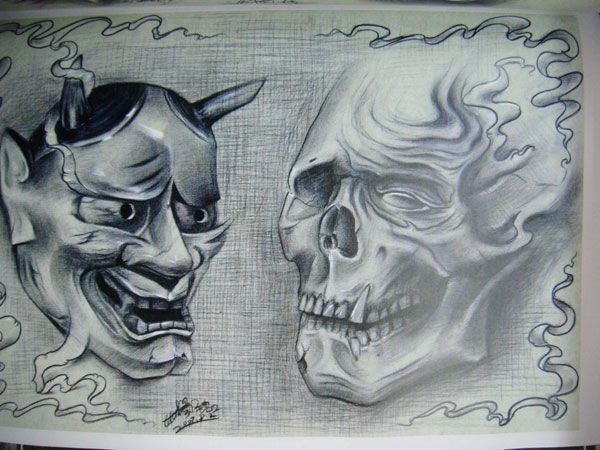 人脸神兽纹身手稿素材