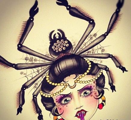 恐怖蜘蛛精纹身素材