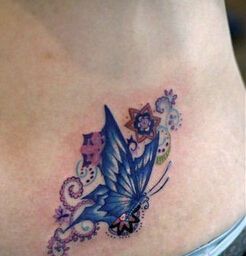花花蝴蝶腰部纹身
