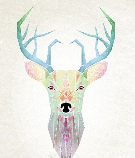 精美麋鹿纹身手稿素材