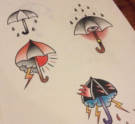 流行雨伞纹身手稿
