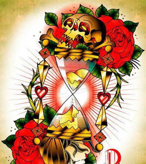 时尚纹身手稿素材的沙漏图案