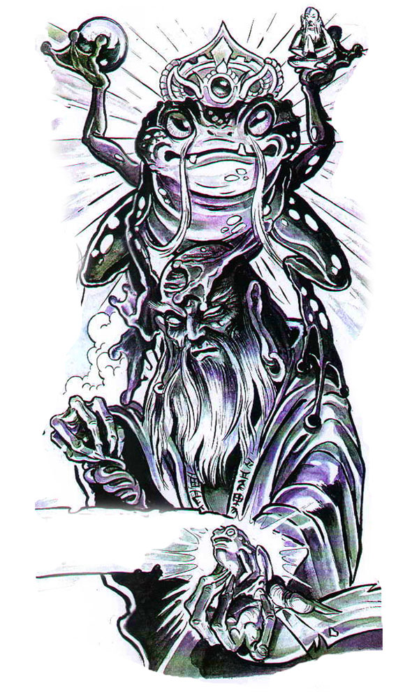 老人和蟾蜍纹身手稿