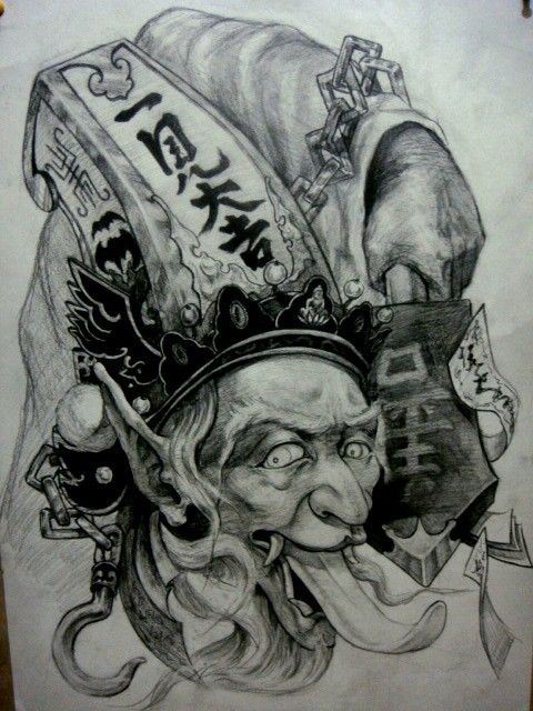 生死有命 黑白无常纹身素材