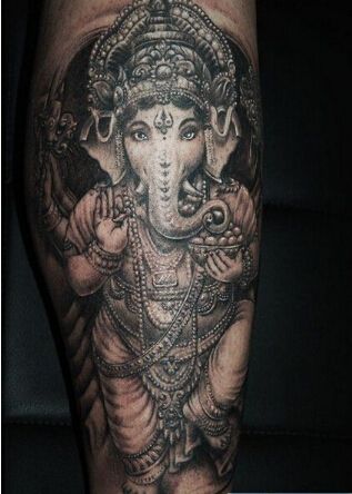 神话大象腿部纹身