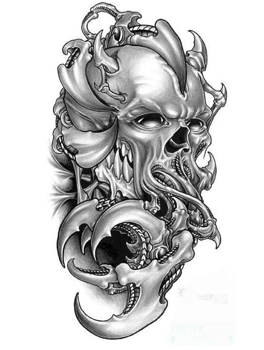 恐怖3d纹身手稿素材
