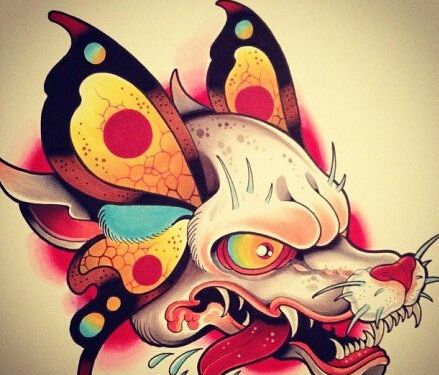 个性时尚的狼头纹身手稿素材