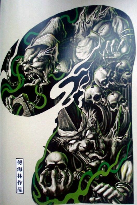 经典黑白无常纹身手稿