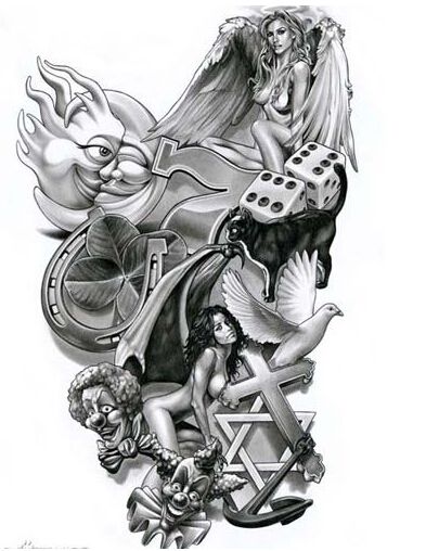 好看的天使纹身手稿素材