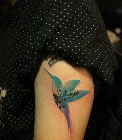 水墨燕子手臂纹身